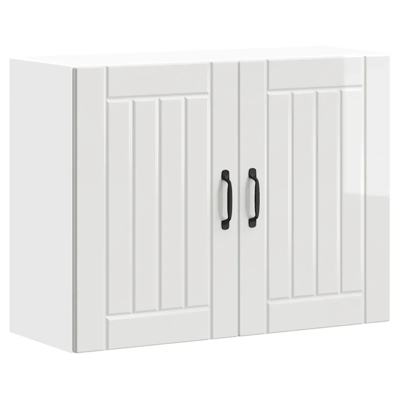 Armoire murale de cuisine Lucca optimisée rangement design moderne 80 x 31 x 60 cm en bois d'ingénierie blanc brillant 02_0050174