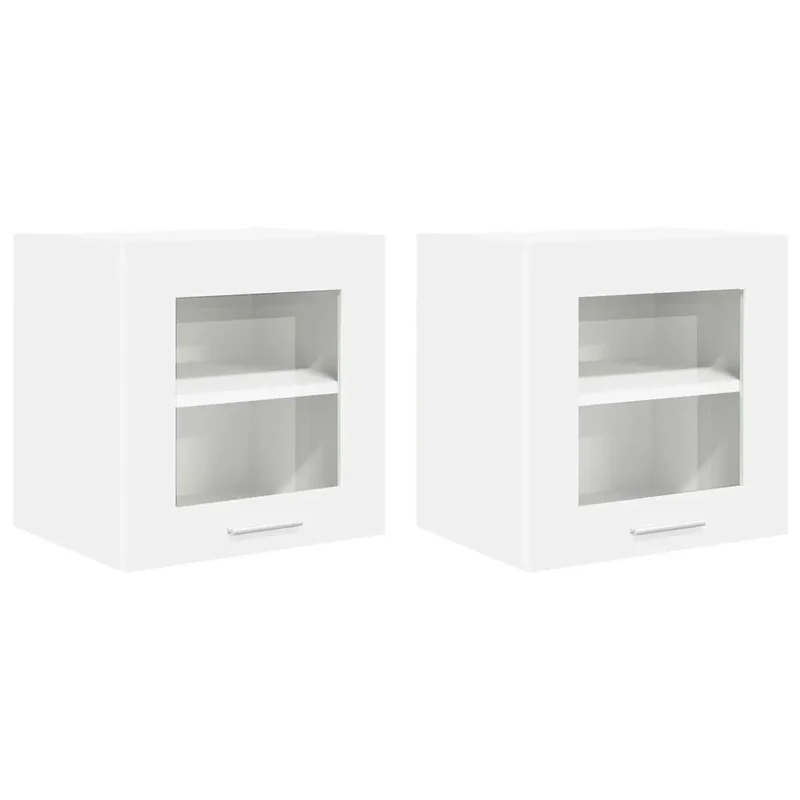 Lot de 2 armoire suspendue avec large espace de rangement style moderne cuisine 40 x 31 x 40 cm en bois d'ingénierie blanc 02_0053242