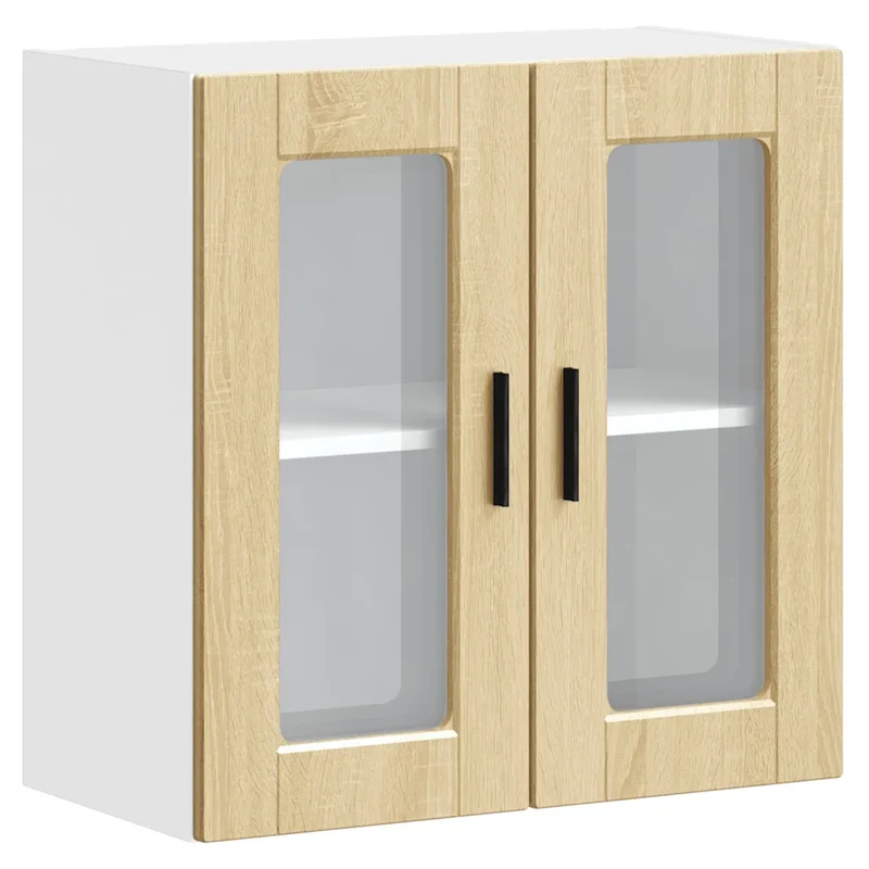 Armoire murale de cuisine avec porte en verre design moderne 60 x 31 x 60 cm en bois chêne sonoma 02_0050425