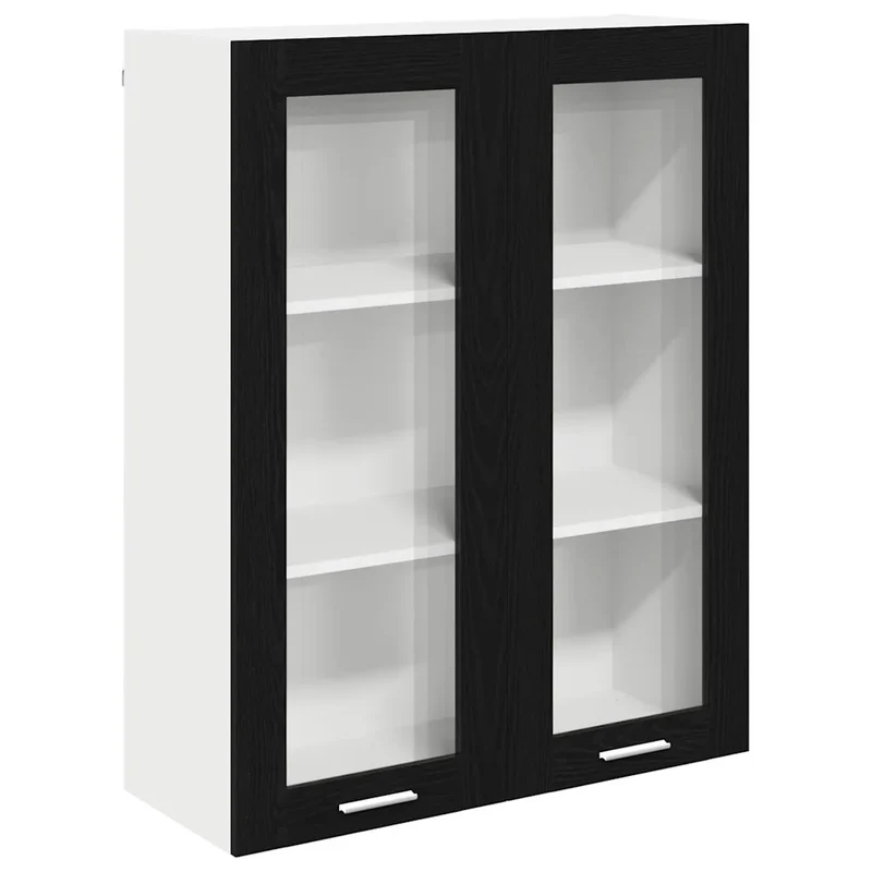 Armoire suspendue rectangulaire espace de rangement moderne 80 x 31 x 100 cm en bois d'ingénierie noir 02_0053434