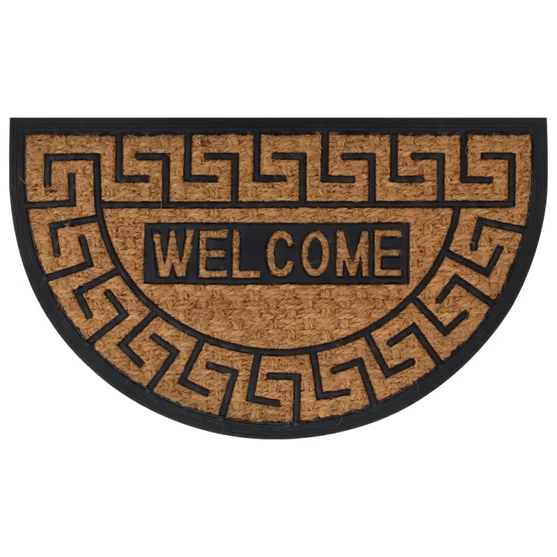 Tapis de porte demi-rond 45 x 75 cm antidérapant et durable intérieur extérieur en caoutchouc noir 02_0046203
