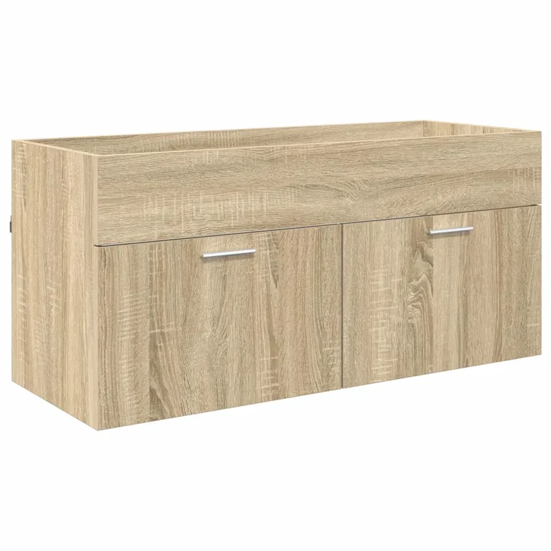 Armoire d'évier moderne avec grand espace de stockage 100 x 38,5 x 46 cm en bois d'ingénierie chêne sonoma 02_0052656