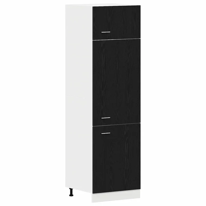 Armoire suspendue moderne avec étagères 60 x 31 x 207 cm couleur noire en bois d'ingénierie noir 02_0051960