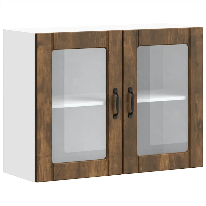 Armoire murale de cuisine design pratique 80 x 31 x 60 cm rangement optimal en bois d'ingénierie chêne fumé 02_0050197