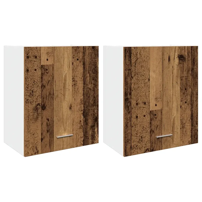 Lot de 2 armoires suspendues design mural cuisine 50 x 31 x 60 cm en bois d'ingénierie bois ancien 02_0050759
