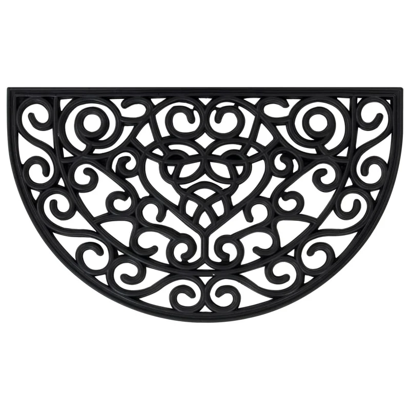 Tapis de porte demi-rond 45 x 75 cm antidérapant durable intérieur extérieur en caoutchouc noir 02_0046195