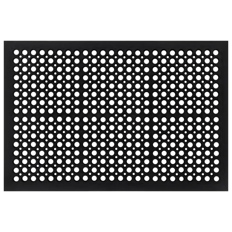 Paillasson rectangulaire antidérapant durable 60 x 90 cm usage intérieur extérieur finition mate en caoutchouc noir 02_0046194