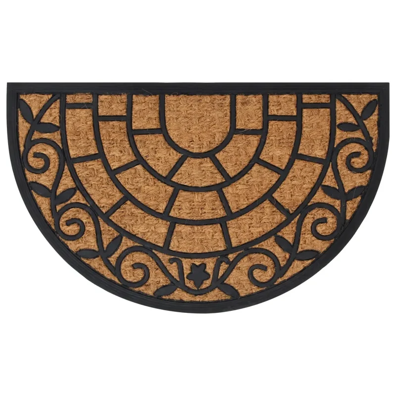Tapis de porte demi-rond antidérapant intérieur extérieur 45 x 75 cm en caoutchouc noir 02_0046202