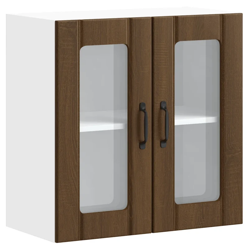 Armoire murale de cuisine design moderne rangement espace optimisé 60 x 31 x 60 cm en bois chêne marron 02_0050229