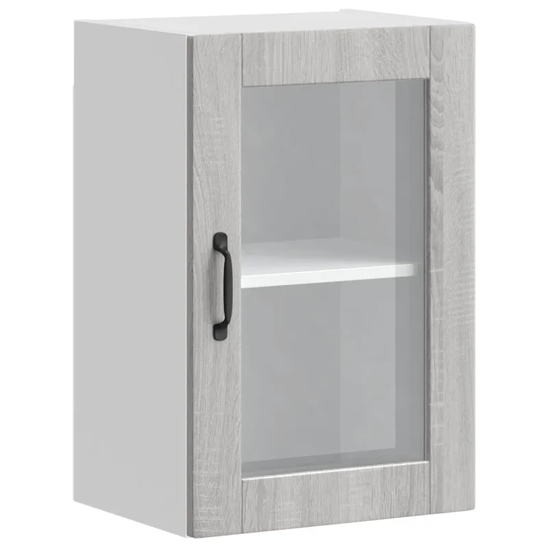 Armoire murale de cuisine avec porte en verre rangement pratique 40 x 31 x 60 cm en bois sonoma gris 02_0050318