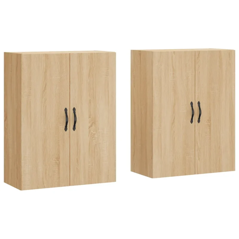 Lot de 2 armoires murales bois d'ingénierie 69,5 x 34 x 90 cm design moderne rangement chêne sonoma 02_0055395