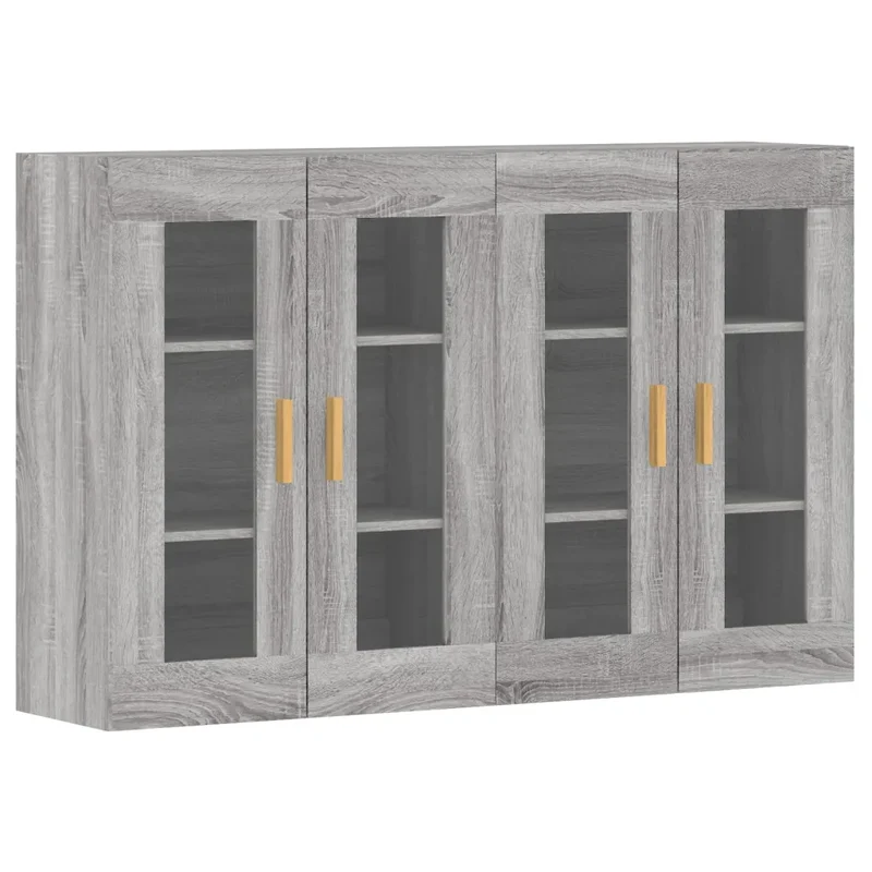 Lot de 2 armoires murales rangement élégant 69,5 x 34 x 90 cm en bois d'ingénierie sonoma gris 02_0055404