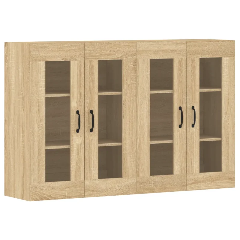 Lot de 2 armoires murales design pratique rangement mural 69,5 x 34 x 90 cm en bois d'ingénierie chêne sonoma 02_0055407