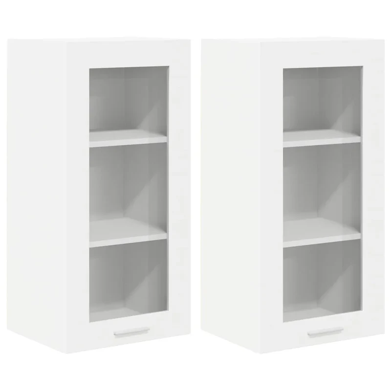 Lot de 2 armoires suspendues modernes 40 x 31 x 80 cm avec grand espace de rangement en bois d'ingénierie blanc 02_0053338