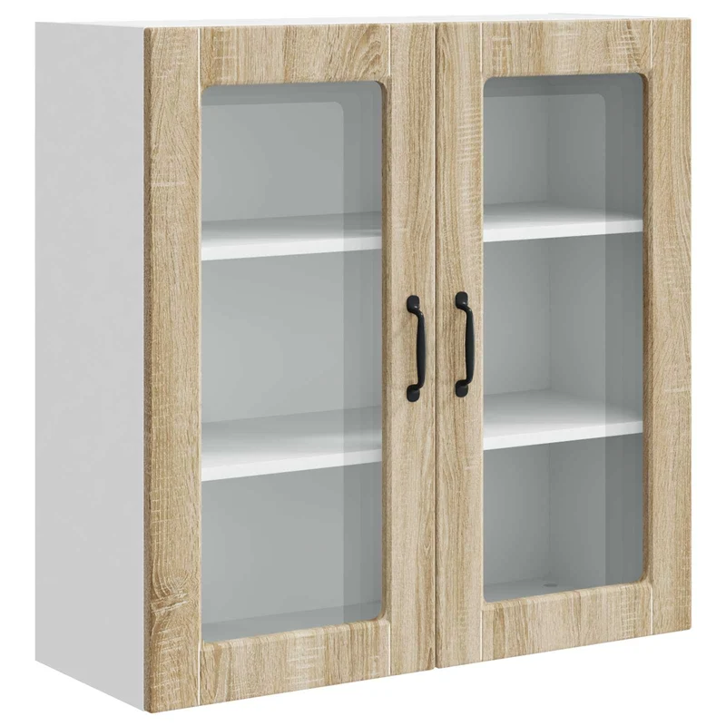 Armoire de cuisine murale moderne avec étagères 80 x 31 x 80 cm en bois d'ingénierie chêne sonoma 02_0054410