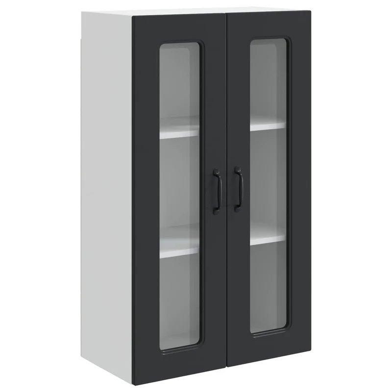 Armoire de cuisine moderne rectangulaire 60 x 31 x 100 cm grand espace de rangement style épuré en bois noir 02_0053854