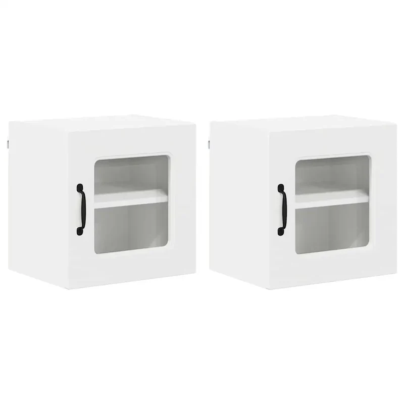 Lot de 2 armoires murales de cuisine moderne design épuré 40 x 31 x 40 cm en bois d'ingénierie blanc 02_0053514