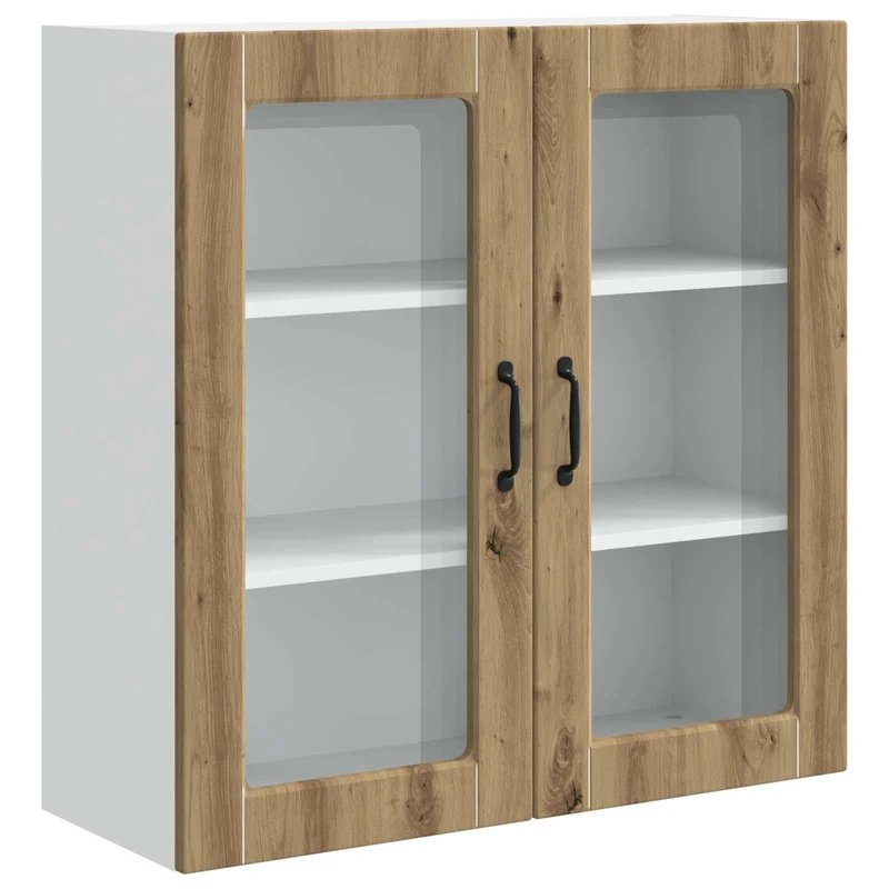 Armoire de cuisine murale moderne rangement intérieur 80 x 31 x 80 cm en bois d'ingénierie chêne artisanal 02_0054417