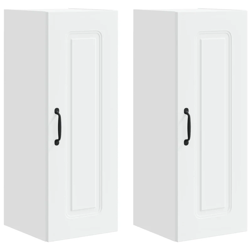 Lot de 2 armoires murales de cuisine modernes 30 x 31 x 80 cm avec grand rangement design épuré en bois d'ingénierie blanc 02_0053684