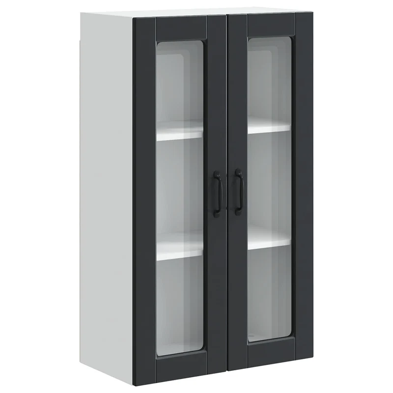 Armoire de cuisine moderne murale espace de rangement 60 x 31 x 100 cm en bois d'ingénierie noir 02_0054513