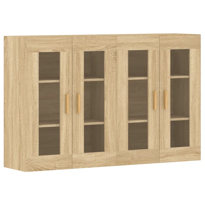 Lot de 2 armoires murales rangement 69,5 x 34 x 90 cm finition élégante design contemporain en bois d'ingénierie chêne sonoma 02_0055401