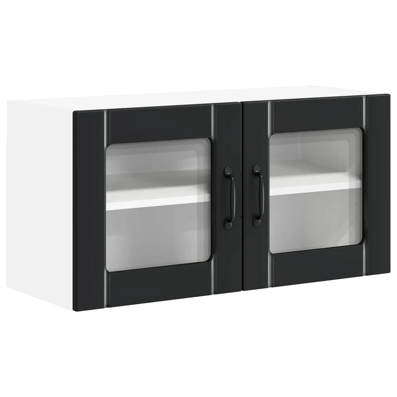 Armoire de cuisine moderne fonctionnelle rangement pratique 80 x 31 x 40 cm en bois d'ingénierie noir 02_0053964