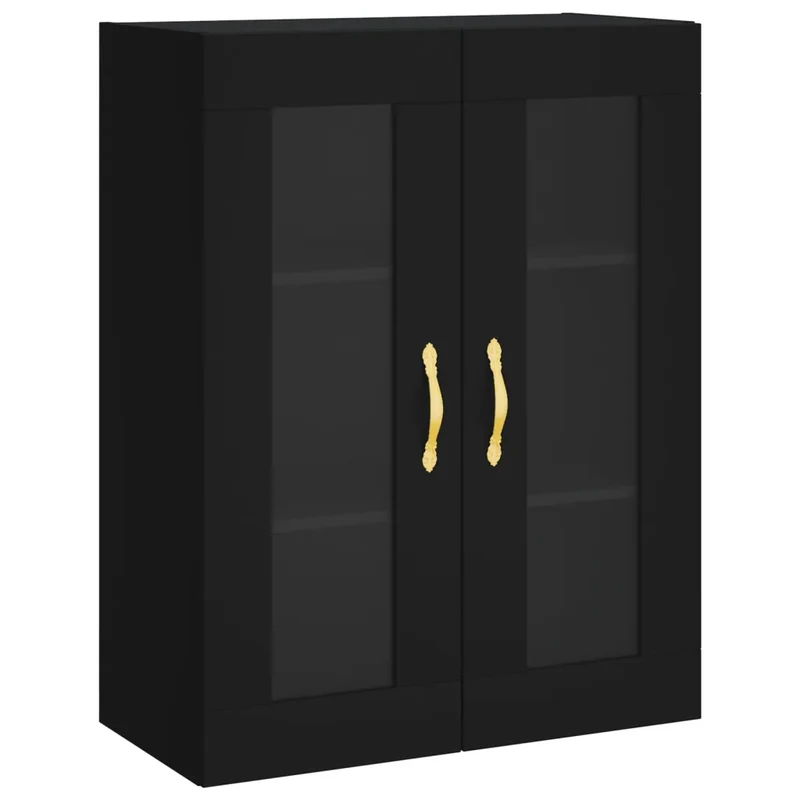 Armoire murale noire design moderne rangement pratique 69,5 x 34 x 90 cm en bois noir 02_0048611