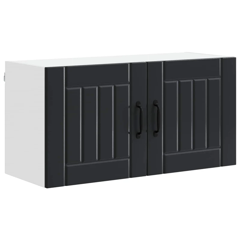 Armoire de cuisine noire moderne fonctionnelle 80 x 31 x 40 cm en bois d'ingénierie noir 02_0053954