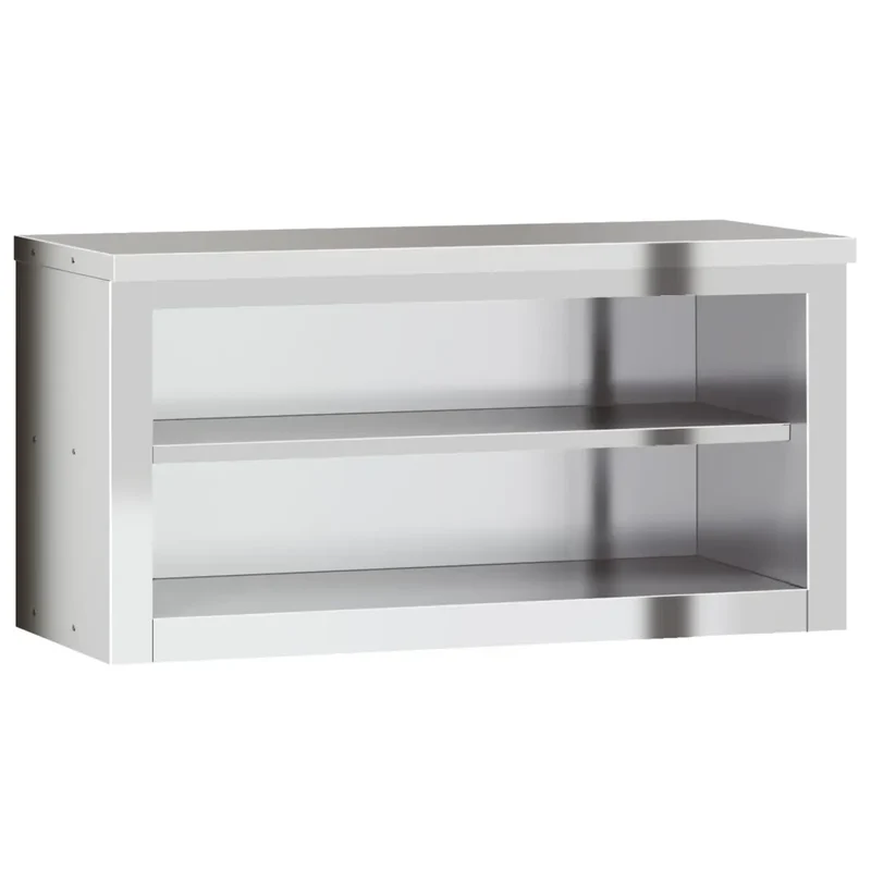 Armoire murale de cuisine avec étagère 92 x 40 x 46 cm design moderne hygiénique en acier inoxydable argenté 02_0047579