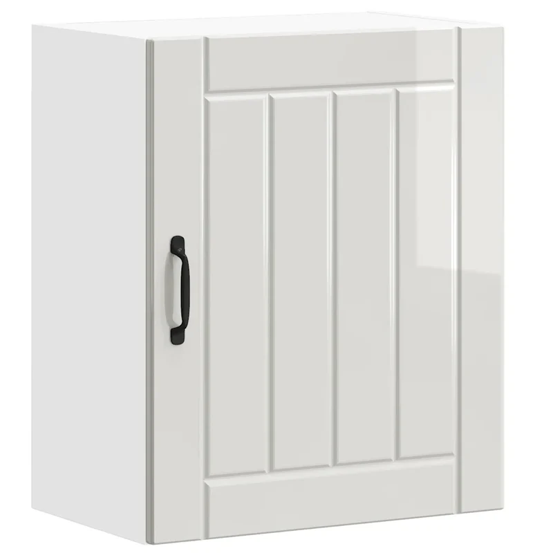 Armoire murale de cuisine Lucca design moderne espace rangement fixé 50 x 31 x 60 cm en bois d'ingénierie blanc brillant 02_0050154