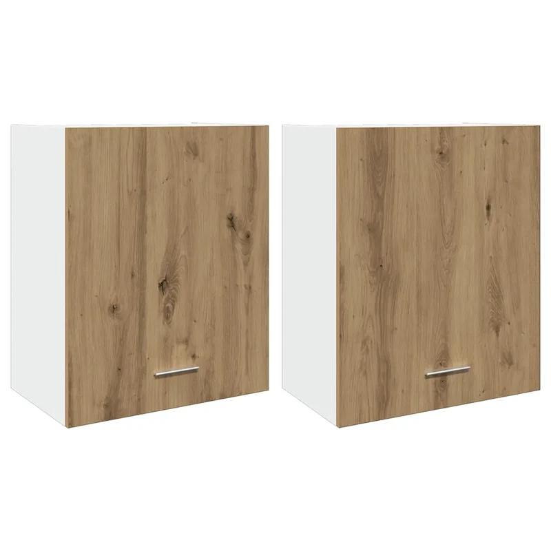 Lot de 2 armoires suspendues design moderne optimisation espace cuisine 50 x 31 x 60 cm en bois d'ingénierie chêne artisanal 02_0050760
