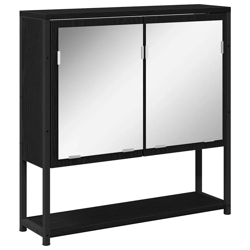 Armoire miroir murale moderne rangement pratique 60 x 16 x 60 cm en bois d'ingénierie chêne noir 02_0051845