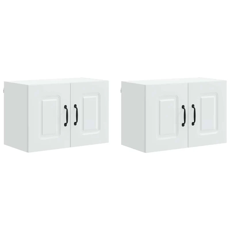 Lot de 2 armoires murales de cuisine modernes design épuré 60 x 31 x 40 cm en bois d'ingénierie blanc 02_0053594