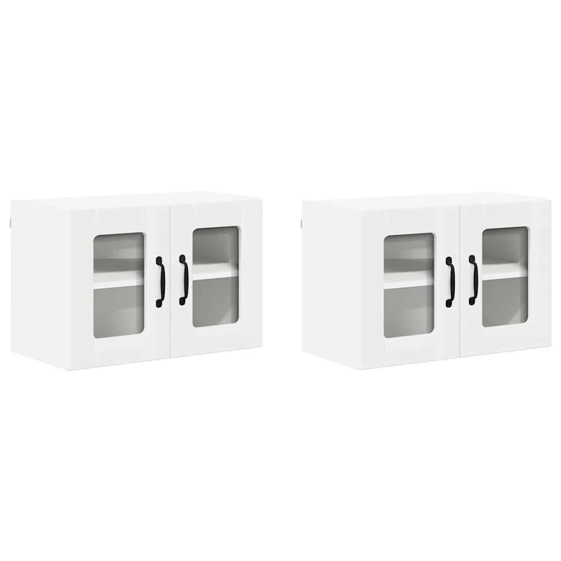 Lot de 2 armoires murales de cuisine modernes pratiques 60 x 31 x 40 cm en bois d'ingénierie blanc 02_0053985
