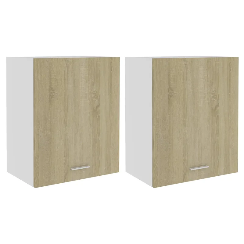 Lot de 2 armoires suspendues fonctionnelles cuisine 50 x 31 x 60 cm en bois d'ingénierie chêne sonoma 02_0047843