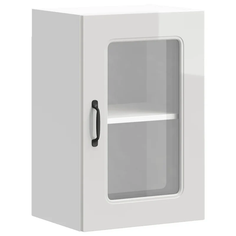 Armoire murale de cuisine moderne rangement pratique 40 x 31 x 60 cm en bois d'ingénierie blanc brillant 02_0049952