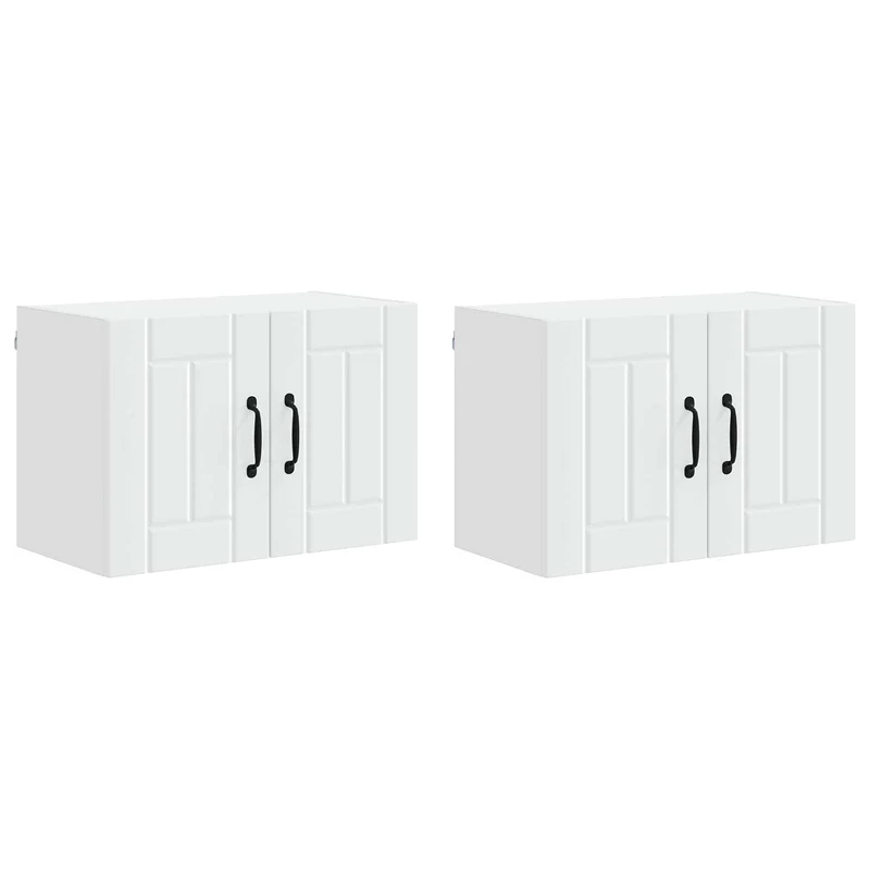 Lot de 2 armoires murales de cuisine modernes rangement efficace 60 x 31 x 40 cm en bois d'ingénierie blanc 02_0053943
