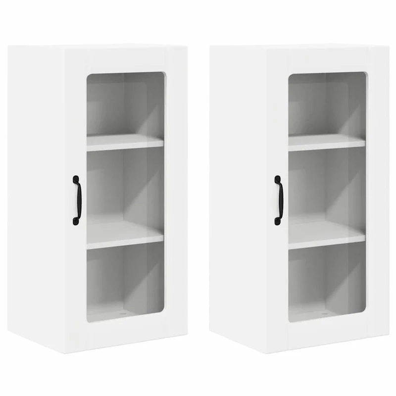 Lot de 2 armoires murales de cuisine pratique moderne 40 x 31 x 80 cm en bois d'ingénierie blanc 02_0054330