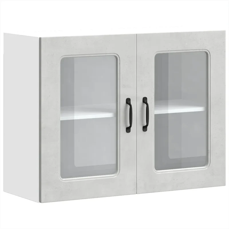 Armoire murale cuisine rangement spacieux 80 x 31 x 60 cm en bois d'ingénierie gris béton 02_0050016