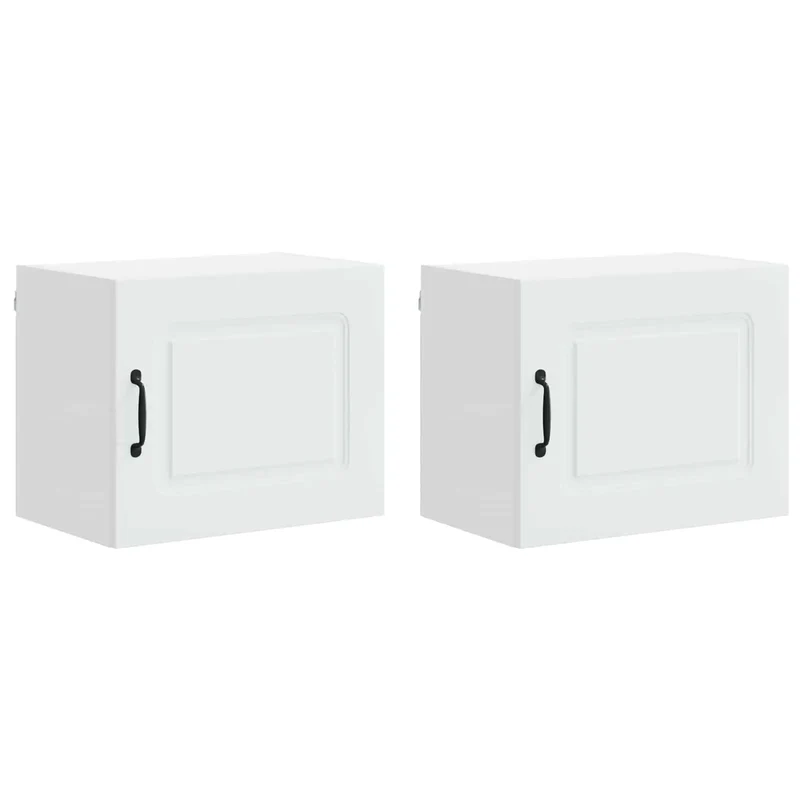 Lot de 2 armoires de cuisine modernes rectangulaires 50 x 31 x 40 cm avec grand espace de rangement en bois blanc 02_0053574