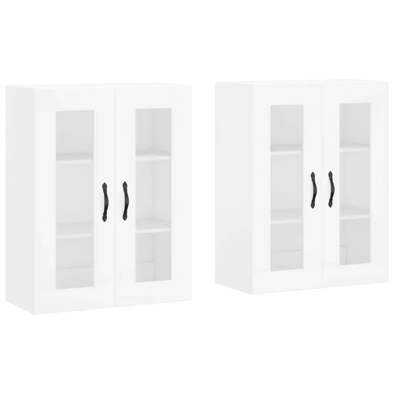 Lot de 2 armoires murales rangement blanc 69,5 x 34 x 90 cm en bois d'ingénierie blanc 02_0055451