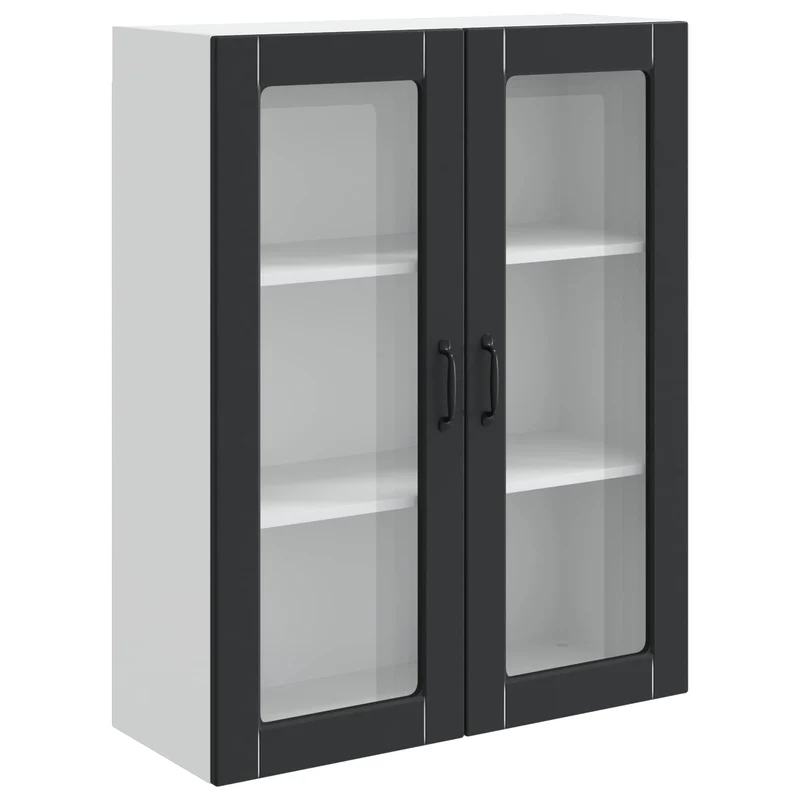 Armoire de cuisine rectangulaire rangement pratique 80 x 31 x 100 cm en bois d'ingénierie noir 02_0053834