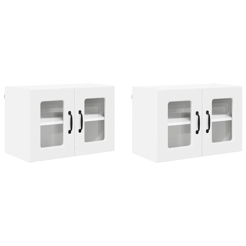 Lot de 2 armoires murales de cuisine modernes rangement efficace 60 x 31 x 40 cm en bois d'ingénierie blanc 02_0054310