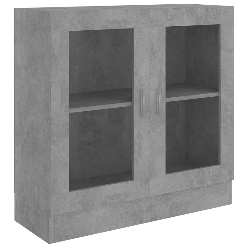 Armoire à vitrine design épuré salle de vie 82,5 x 30,5 x 80 cm en bois d'ingénierie gris béton 02_0047750
