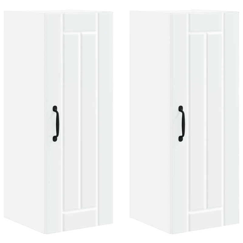 Lot de 2 armoires murales de cuisine modernes 30 x 31 x 80 cm rangement pratique style épuré en bois d'ingénierie blanc 02_0054024