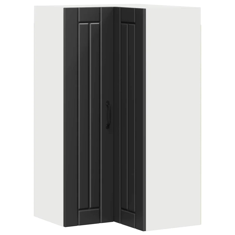 Armoire de cuisine moderne rectangulaire 57 x 57 x 100 cm style contemporain pratique en bois d'ingénierie noir 02_0054172