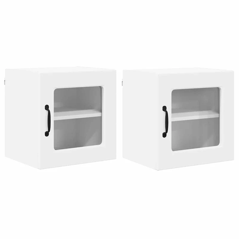 Lot de 2 armoires murales de cuisine moderne avec étagères pratiques 40 x 31 x 40 cm en bois d'ingénierie blanc 02_0054182