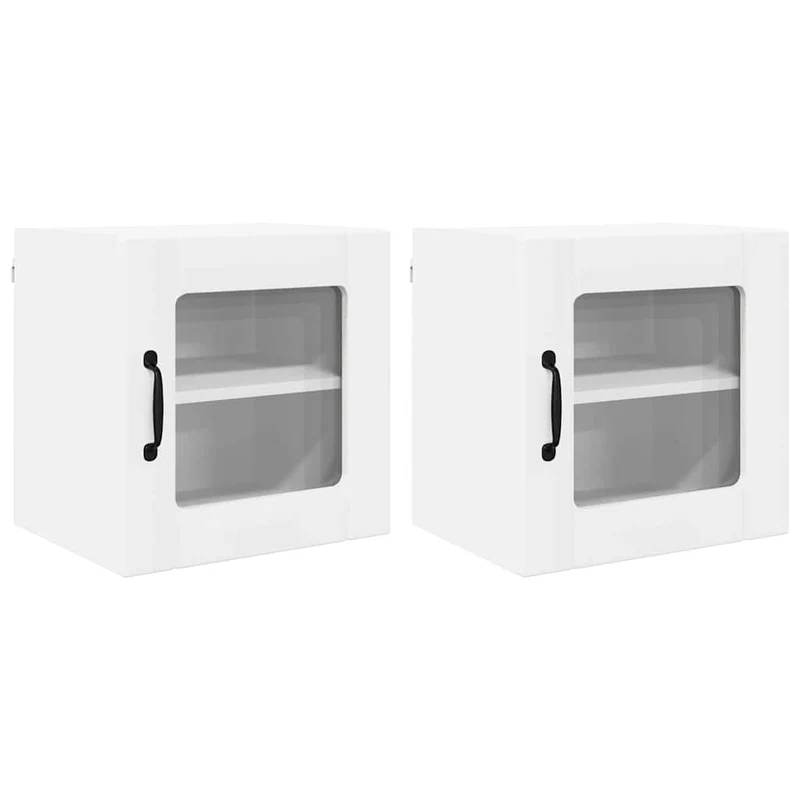 Lot de 2 armoires murales de cuisine 40 x 31 x 40 cm design moderne rangement pratique en bois d'ingénierie blanc 02_0053864