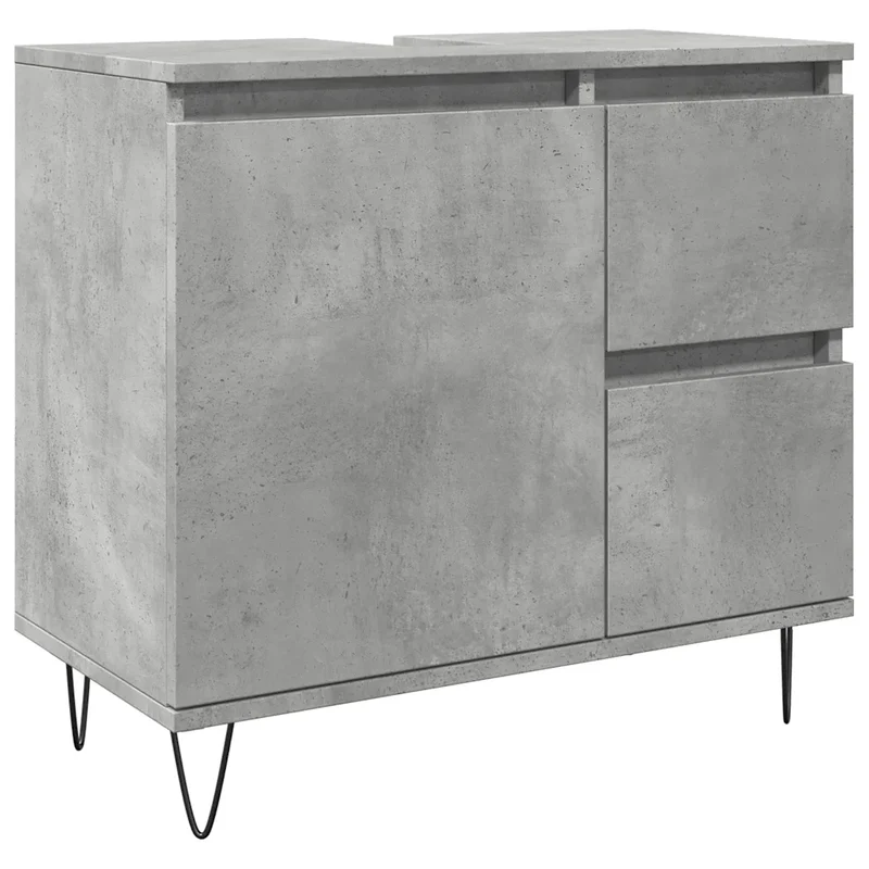 Meuble lavabo de salle de bain design industriel avec rangement 65 x 33 x 60 cm en bois gris béton 02_0051105