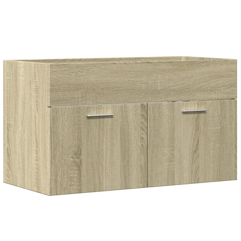 Armoire d'évier meuble rangement moderne salle de bain 80 x 38,5 x 46 cm en bois d'ingénierie chêne sonoma 02_0050794
